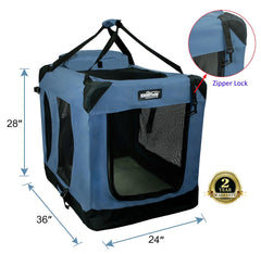 EliteField 3-Door Soft Crate front door with zipper locks for security.