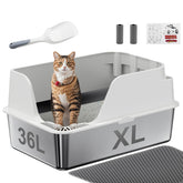 Ellenpent non-stick stainless litter box with side opening for easy access and mess control.