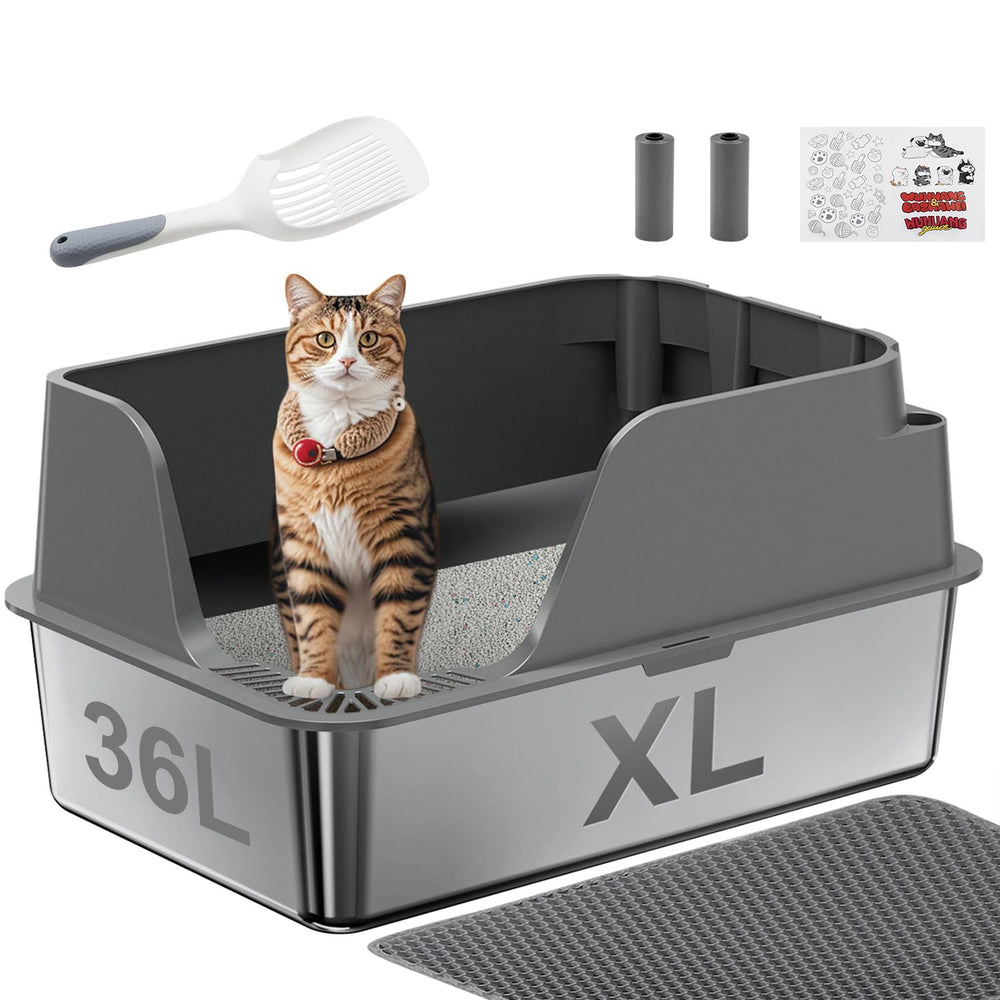 Ellenpent XL non-stick stainless steel litter box with side opening