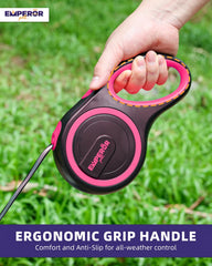 Emperor Pets reflective pink leash for safer dawn and dusk strolls.