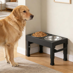 Enayplon adjustable-height stand shows four levels to suit your dog's posture