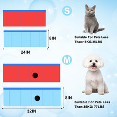 Enenes dog pool showing easy setup and built-in drain for quick filling