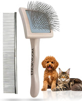 ENUKYCOM grooming slicker brush for small dogs detangles dense coats with ease.
