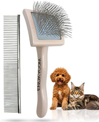 ENUKYCOM grooming slicker brush for small dogs detangles dense coats with ease.