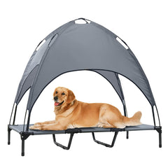 Eofritt elevated dog bed with canopy, fully assembled for outdoor shade and cooling.