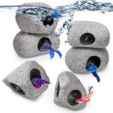 Eorbow rock caves 6pack design-a provide natural hiding spots for small fish.