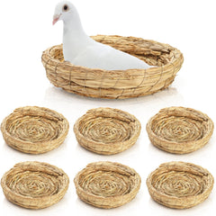 Eorbow six-pack woven nest with flat base, durable natural straw for small birds