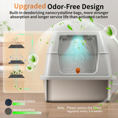 Eosarcu deodorizing box reduces odors with nanocrystalline bags.
