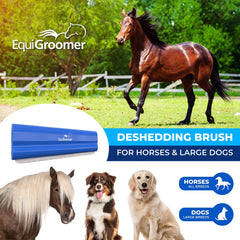EquiGroomer hardened steel blade close-up gently removes dead hair without pulling.