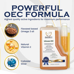 Equinety Omega-3 flaxseed oil jar highlights the key oil component.