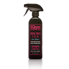 Eqyss Micro-Tek Pet Spray bottle for quick soothing relief on irritated skin.