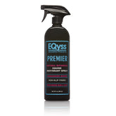 Eqyss Premier Equine Rehydrant Spray bottle front view shows moisturized coat shine.