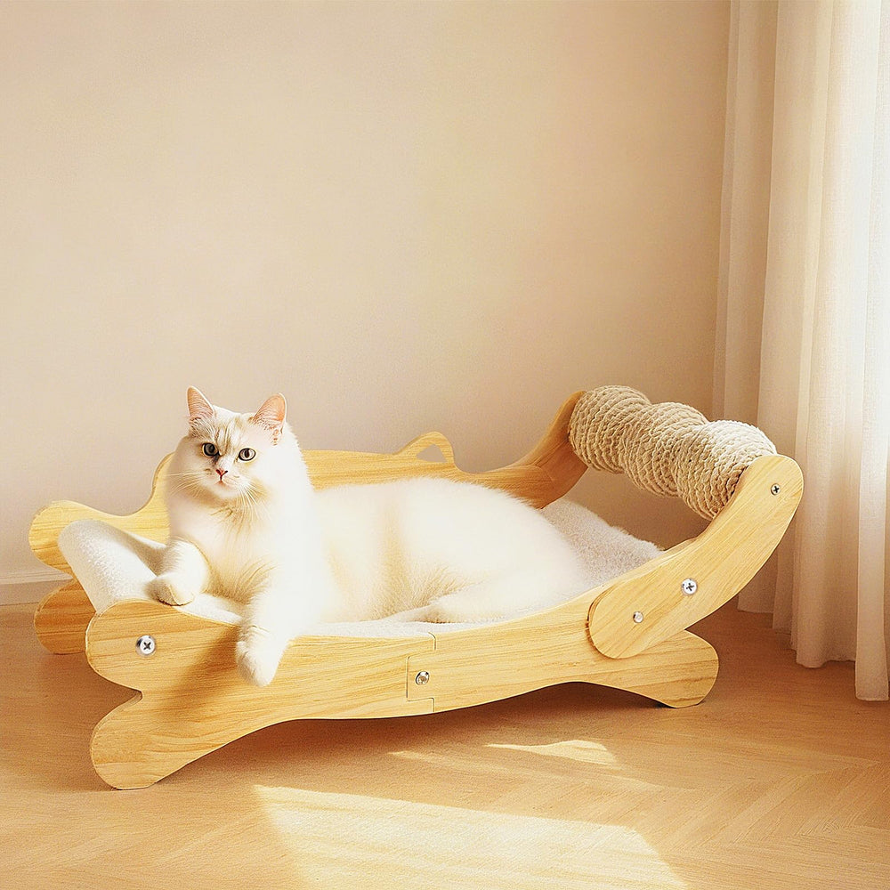 ERGTFVN Cat Scratcher Bed with wooden base, sturdy for daily use