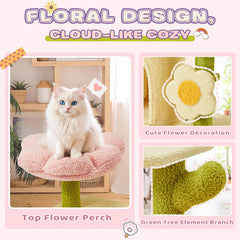 Erinnyees Flower Cat Tree hammock invites curling up in plush comfort.