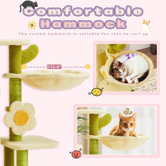 Erinnyees Flower Cat Tree sisal post supports scratching and nail care.
