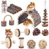 ERKOON 11-pack chinchillas chew toys with apple wood dumbbell for natural teething and play