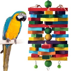 ERKOON extra-large bird toy blocks in vibrant colors for engaging chewing and climbing.