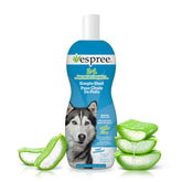 Espree Simple Shed shampoo bottle with goat's milk for a healthier coat.