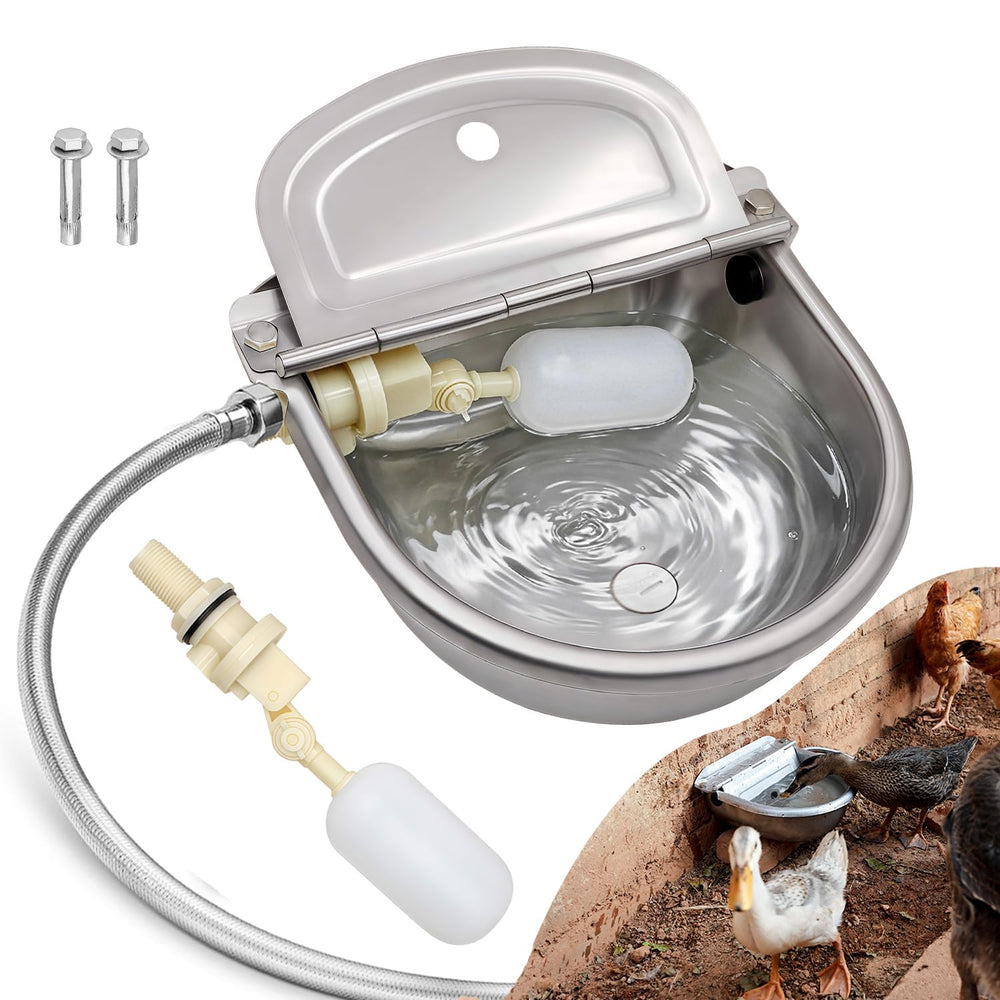 Essilnn automatic water dispenser in stainless steel for large pets providing steady water supply.