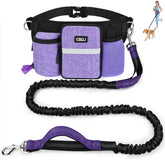 ETACCU heavy-duty hands-free leash with zipper pouch in purple for hands-free running