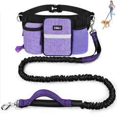 ETACCU heavy-duty hands-free leash with zipper pouch in purple for hands-free running