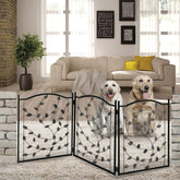 Etna Leaf Design metal pet gate panel open showing 53-inch width for doorways.