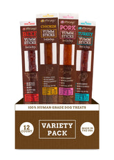 etta says! Yumm Sticks variety pack front label showcasing multiple flavors for dogs