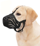 Eudemond dog muzzle front view shows breathable silicone for comfort
