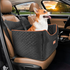 EUHAMS dog booster seat front view enhances visibility and security on car trips.