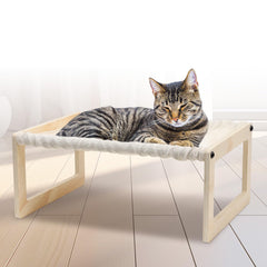 euijoip cat bed with wooden hammock top view for cozy elevated lounging