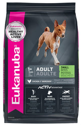 Eukanuba Adult Small Bites bag front showing 40 lb packaging for small and medium dogs