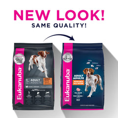 Eukanuba DentaDefense kibble closeup highlighting crunchy texture for dental care