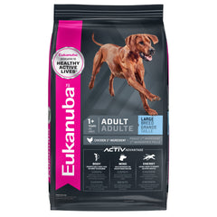 Eukanuba Puppy Large Breed dry dog food bag for large puppies' balanced growth.