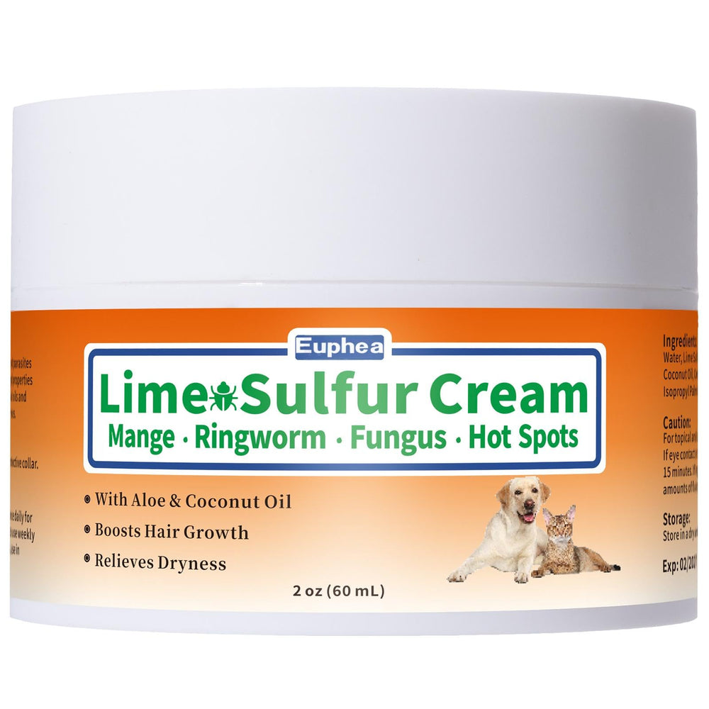 Euphea Lime Sulfur Cream tube application for itchy skin relief.