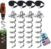Eurmax USA 4-Pc spiral stakes close-up in rugged cold-rolled steel for outdoor use