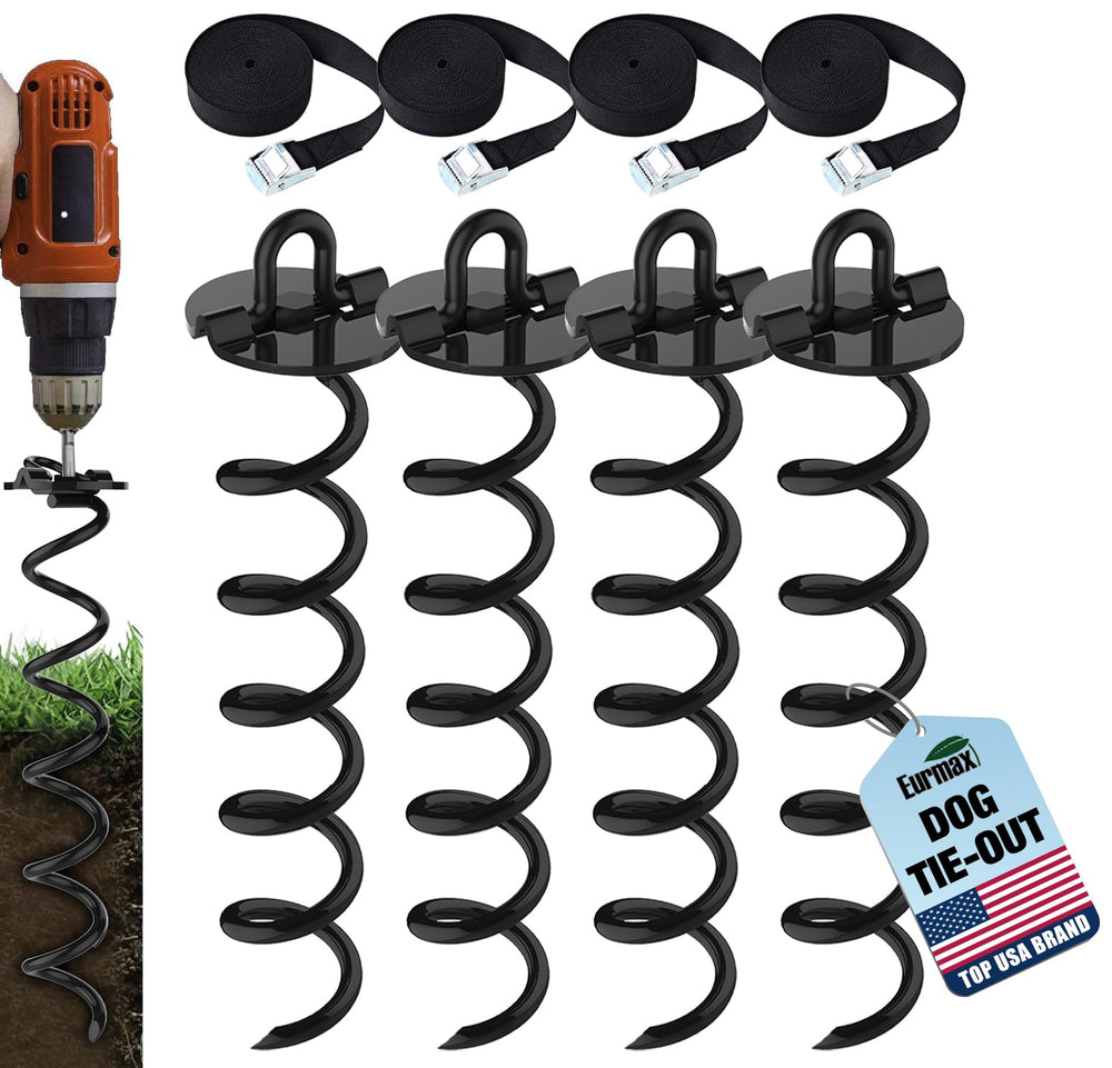 Eurmax 4pc spiral stakes anchor canopies securely in windy weather.