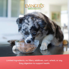 Ingredient list of Evanger's Heritage Classic Lamb & Rice Dinner showing grain-free formula.
