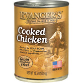 Evanger's Heritage cooked chicken can close-up showing protein-forward meal for dogs of all sizes