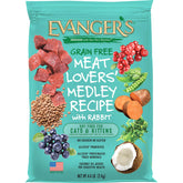 Evanger's Meat Lover's Medley packaging shows a 4.4 lb bag for easy storage.
