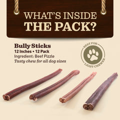 EVER FARM 12-inch bully stick ideal for medium to large dogs and dental enjoyment
