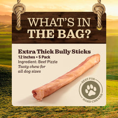 EVER FARM bully sticks 12-inch jumbo pack side view, long-lasting chew for rewarding sessions