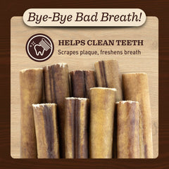 EVER FARM Mega Bully Sticks dog chewing demonstrates long-lasting chew.