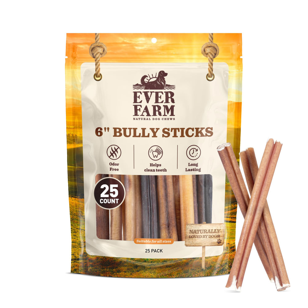 EVER FARM odor-free bully stick 6in for odor control and long chew.