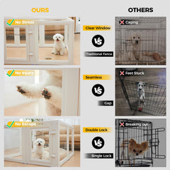 Close-up of Everfront playpen panel showing transparent design and seamless edge.