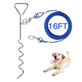Evilplan dog tie-out cable 16ft enables safe outdoor tethering.