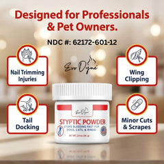 Evo Dyne Styptic Powder bird-wings clipping supports fast clotting for wing care.