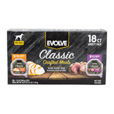 Evolve Classic Meals turkey-recipe wet dog food in bowl boosts palatability for small dogs.