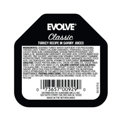 Evolve Classic Turkey Recipe dog food can with savory broth appeals to dogs