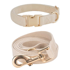 Ewinoom soft corduroy dog collar in beige for comfortable daily wear.
