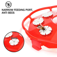 Side view of EwonLife Bee Proof feeder showing eight ports for hummingbirds.